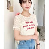 小花ストレッチレースロゴプリントサイドドロストTシャツ | moment+ | 詳細画像14