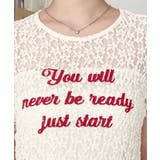 小花ストレッチレースロゴプリントサイドドロストTシャツ | moment+ | 詳細画像18