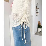 小花ストレッチレースロゴプリントサイドドロストTシャツ | moment+ | 詳細画像21