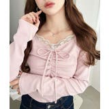 無地×ドットプリント×フロントレースギャザーリボン長袖トップス | moment+ | 詳細画像60 