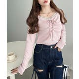 無地×ドットプリント×フロントレースギャザーリボン長袖トップス | moment+ | 詳細画像64 