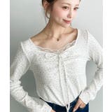 無地×ドットプリント×フロントレースギャザーリボン長袖トップス | moment+ | 詳細画像73 