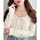 無地×ドットプリント×フロントレースギャザーリボン長袖トップス | moment+ | 詳細画像76 