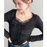 無地×ドットプリント×フロントレースギャザーリボン長袖トップス | moment+ | 詳細画像79 