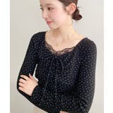 無地×ドットプリント×フロントレースギャザーリボン長袖トップス | moment+ | 詳細画像83 