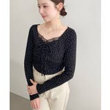 無地×ドットプリント×フロントレースギャザーリボン長袖トップス | moment+ | 詳細画像85 