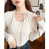 ドットプリントバレエコアパフスリーブ長袖カットソー | moment+ | 詳細画像2