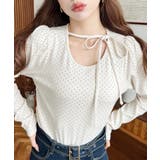 ドットプリントバレエコアパフスリーブ長袖カットソー | moment+ | 詳細画像3