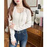 ドットプリントバレエコアパフスリーブ長袖カットソー | moment+ | 詳細画像6