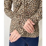 レオパードプリントフロントレースギャザーリボン長袖トップス | moment+ | 詳細画像17 
