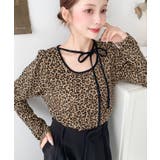 レオパードプリントバレエコアパフスリーブ長袖カットソー | moment+ | 詳細画像8 