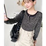 レオパードプリントレイヤード風ヘンリーロンT | moment+ | 詳細画像6 