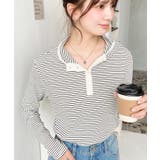 ヘンリーネックボーダーフーディー | moment+ | 詳細画像2