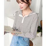 ヘンリーネックボーダーフーディー | moment+ | 詳細画像5