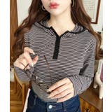 チャコールグレー | ヘンリーネックボーダーフーディー | moment+