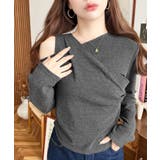 チャコールグレー | レイヤードライクワンショルニットソープルオーバー | moment+