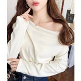 アイボリー | オフショルドレープニットソープルオーバー | moment+