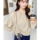 ベージュ | ショルダースリットドロストニットソープルオーバー | moment+