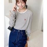 U.S.POLO ASSNワンポイント刺繍袖くしゅくしゅボーダーロンT | moment+ | 詳細画像3