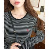 ブラック | U.S.POLO ASSNワンポイント刺繍袖くしゅくしゅボーダーロンT | moment+