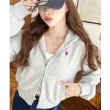 杢グレー | U.S.POLO ASSNワンポイント刺繍ダブルジップショートパーカー | moment+