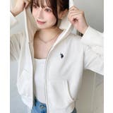 アイボリー | U.S.POLO ASSNワンポイント刺繍ダブルジップショートパーカー | moment+