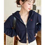 ネイビー | U.S.POLO ASSNワンポイント刺繍ダブルジップショートパーカー | moment+