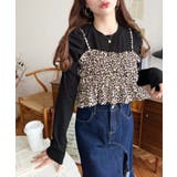 レオパード柄ビスチェセット長袖リブカットソートップス | moment+ | 詳細画像14 