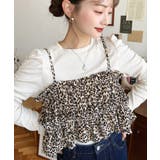 レオパード柄ビスチェセット長袖リブカットソートップス | moment+ | 詳細画像2 