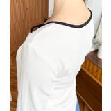 レイヤードデザインデコルテリボン長袖リブカットソートップス | moment+ | 詳細画像11 