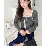 レイヤードデザインデコルテリボン長袖リブカットソートップス | moment+ | 詳細画像20 