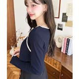 レイヤードデザインデコルテリボン長袖リブカットソートップス | moment+ | 詳細画像27 