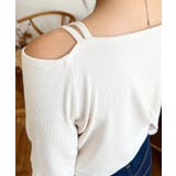 ワンショルドロストリボン長袖リブカットソートップス | moment+ | 詳細画像12 