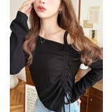 ワンショルドロストリボン長袖リブカットソートップス | moment+ | 詳細画像13 