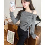 ワンショルドロストリボン長袖リブカットソートップス | moment+ | 詳細画像17 