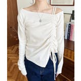 ワンショルドロストリボン長袖リブカットソートップス | moment+ | 詳細画像7 