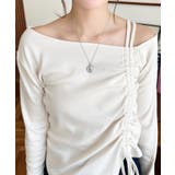 ワンショルドロストリボン長袖リブカットソートップス | moment+ | 詳細画像8 