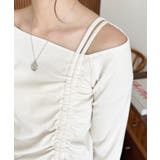 ワンショルドロストリボン長袖リブカットソートップス | moment+ | 詳細画像9 