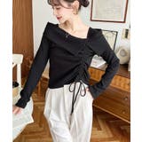 アシメカラードロスト長袖リブカットソートップス | moment+ | 詳細画像10 