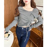 アシメカラードロスト長袖リブカットソートップス | moment+ | 詳細画像12 