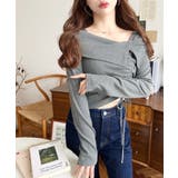 アシメカラードロスト長袖リブカットソートップス | moment+ | 詳細画像13 