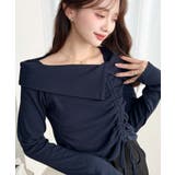 アシメカラードロスト長袖リブカットソートップス | moment+ | 詳細画像15 