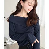 アシメカラードロスト長袖リブカットソートップス | moment+ | 詳細画像16 