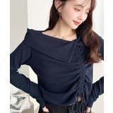 アシメカラードロスト長袖リブカットソートップス | moment+ | 詳細画像18 