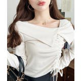 アシメカラードロスト長袖リブカットソートップス | moment+ | 詳細画像2 