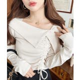 アイボリー | アシメカラードロスト長袖リブカットソートップス | moment+