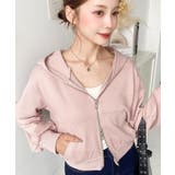 ピンクベージュ | ダブルジップショートパーカー | moment+