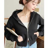 ブラック | ダブルジップショートパーカー | moment+