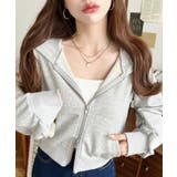 杢グレー | ダブルジップショートパーカー | moment+