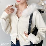 ファーフードダブルジップショートパーカー | moment+ | 詳細画像1 